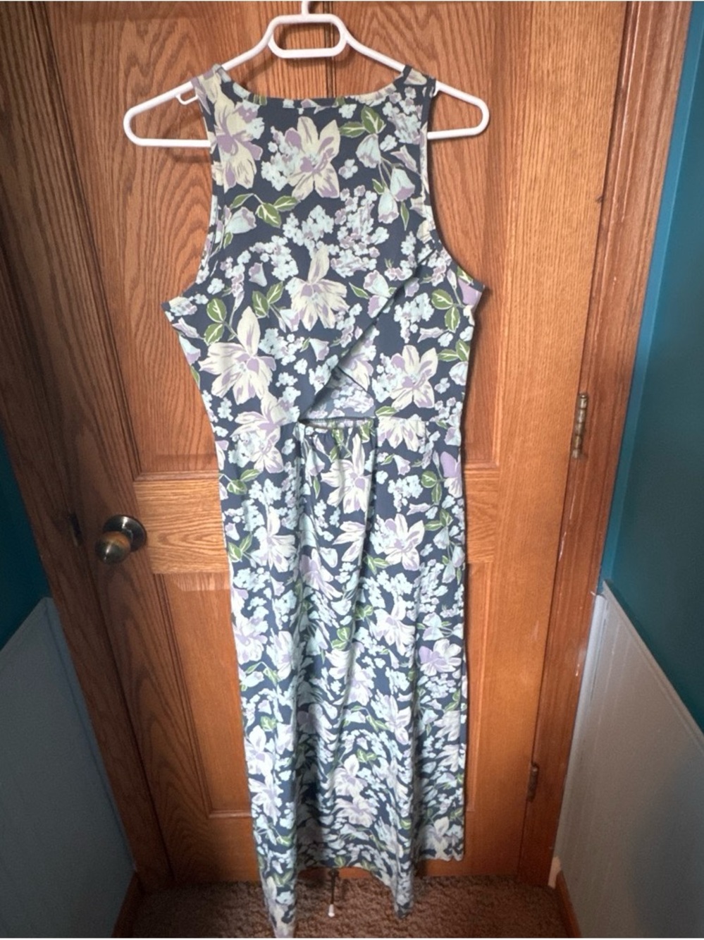 Toad&Co  Sunkissed Navy Floral Maxi Dress with Lavender and Green Accents